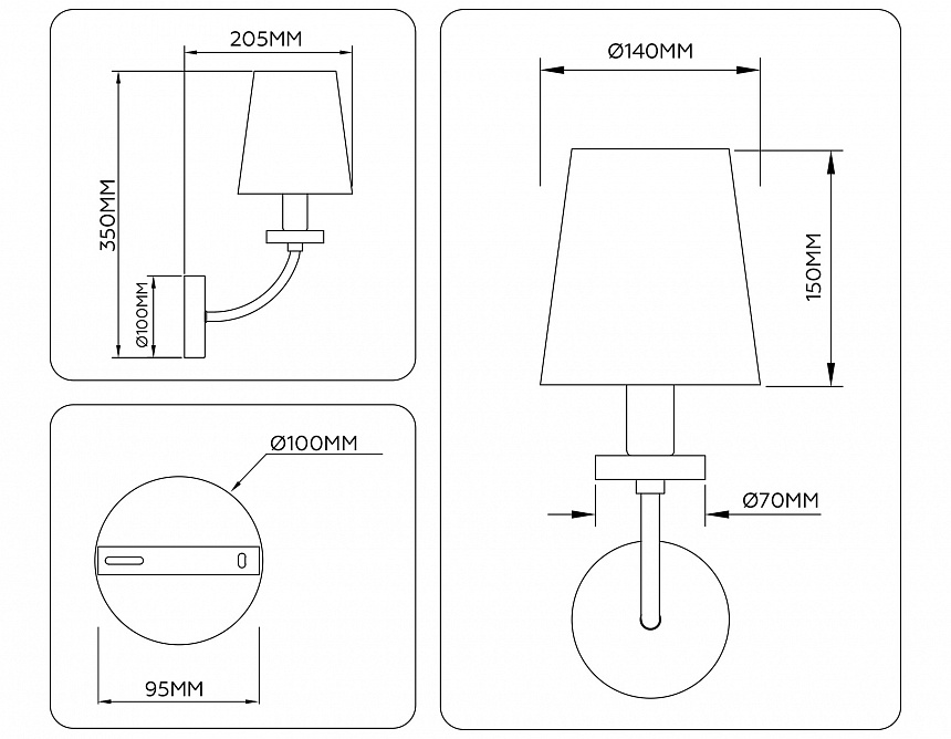 LH75359 SB/WH бронза/белый E14 max 40W 140*205*350