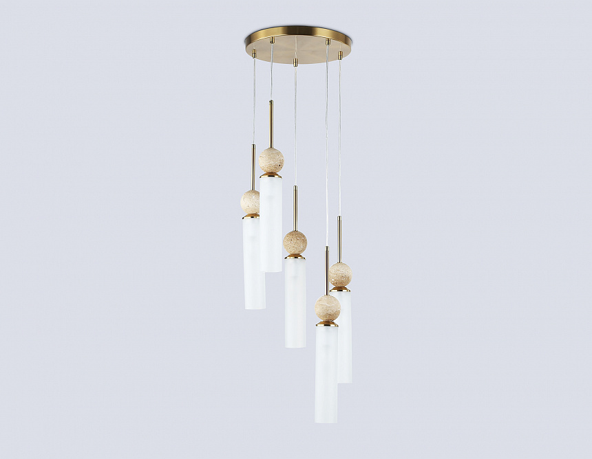 LH53259/5 BS/FR латунь/белый матовый E14*5 max 40W D330*1200