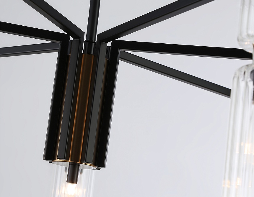 LH56115/7 BK/BS/CL черный/латунь/прозрачный E14*7 max 40W D705*350