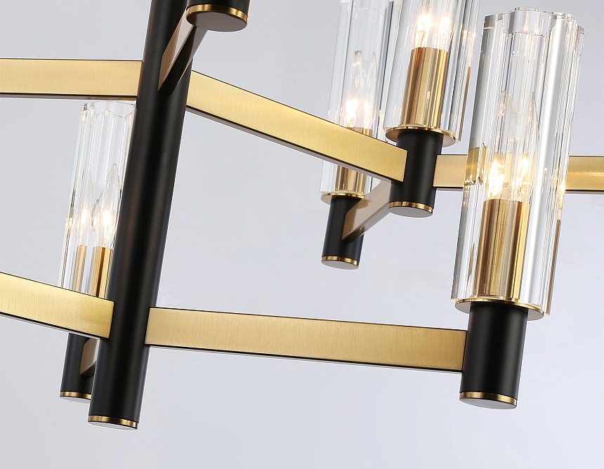 LH55515/12 BK/BS/CL черный/латунь/прозрачный E14*12 max 40W D860*905