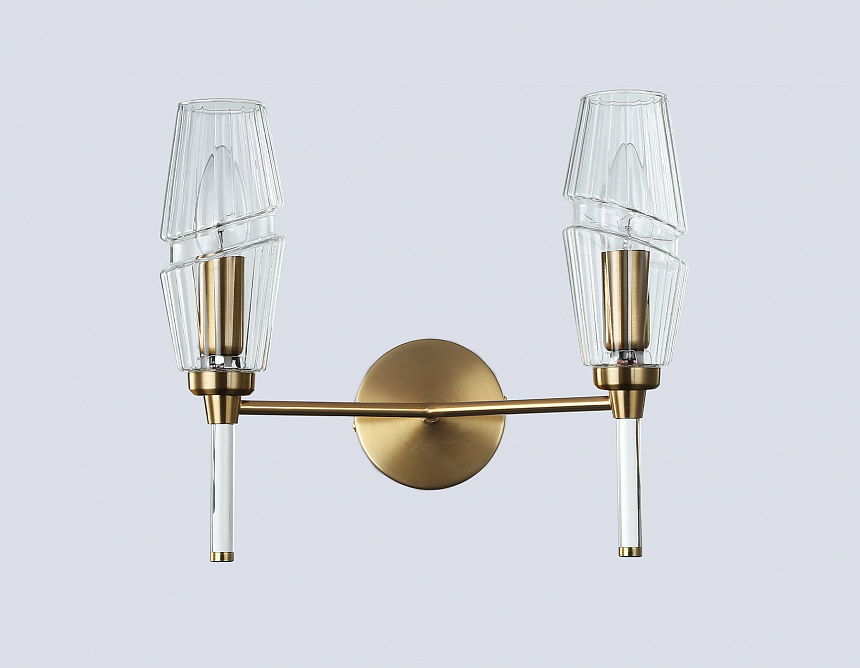 LH55206/2 BS/CL латунь/прозрачный E14*2 max 40W 330*170*280