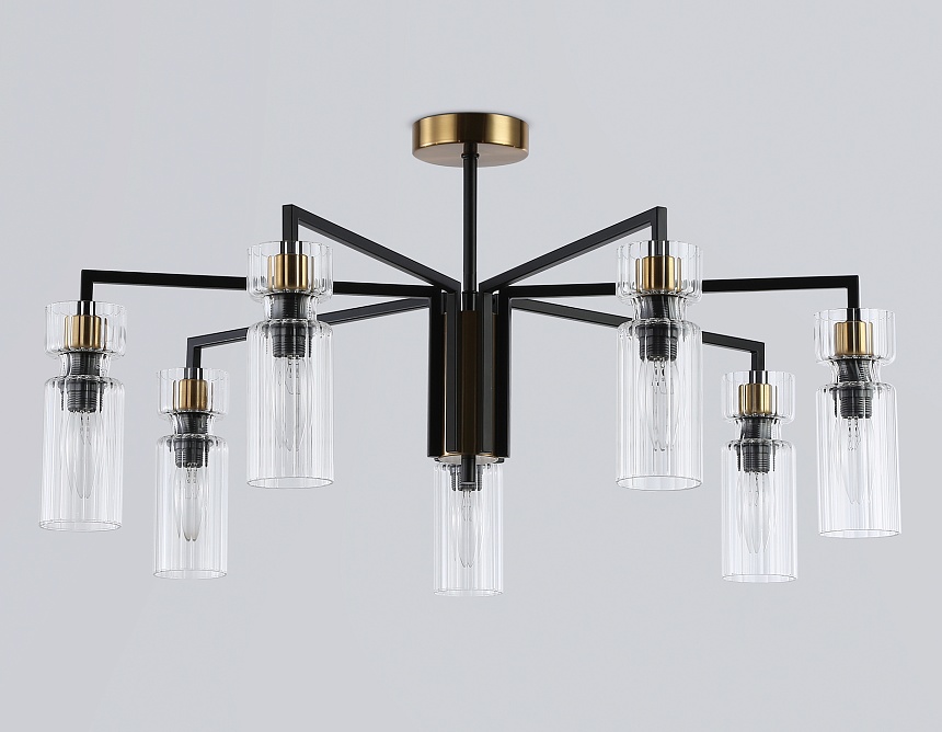 LH56115/7 BK/BS/CL черный/латунь/прозрачный E14*7 max 40W D705*350