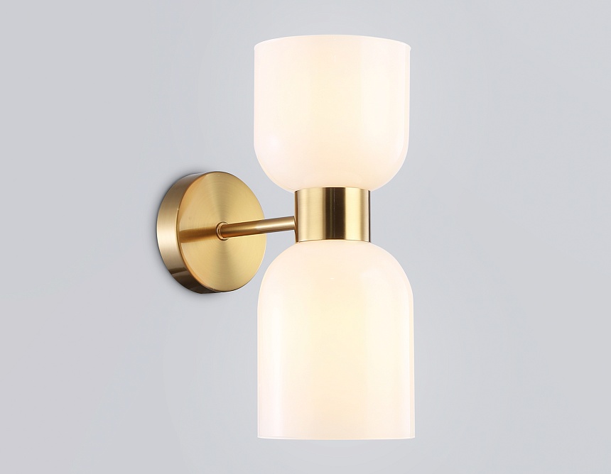 LH56097/2 BS/FR латунь/белый матовый E14*2 max 40W 215*120*300