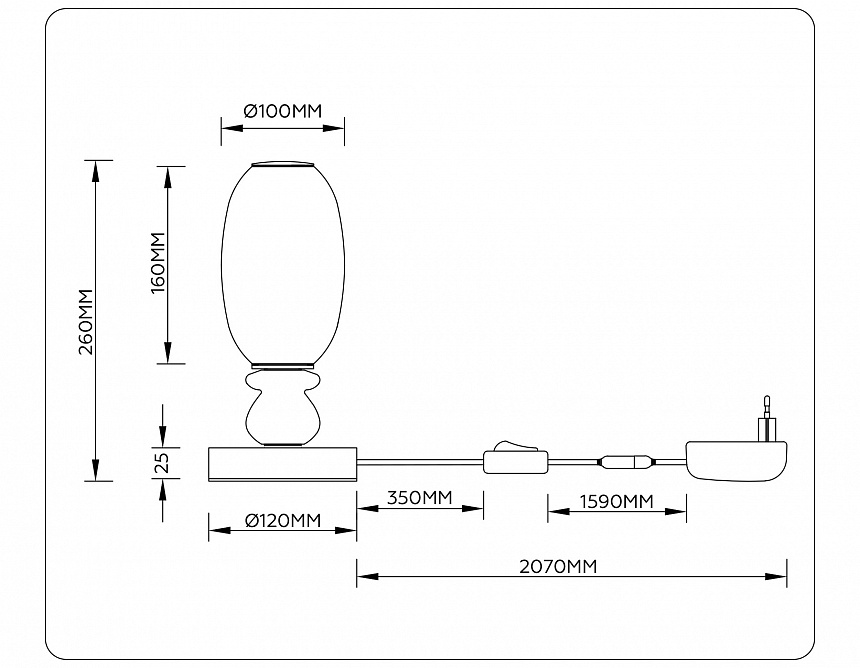 LH53154 BK/WH черный/белый 6W 3000K D120*260