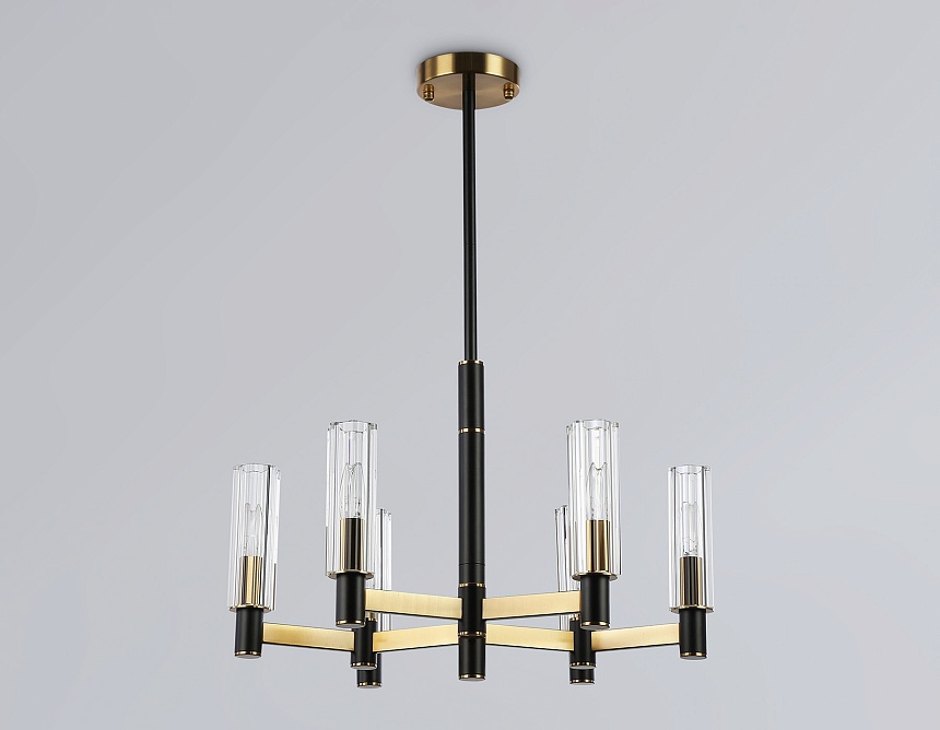LH55511/6 BK/BS/CL черный/латунь/прозрачный E14*6 max 40W D570*760