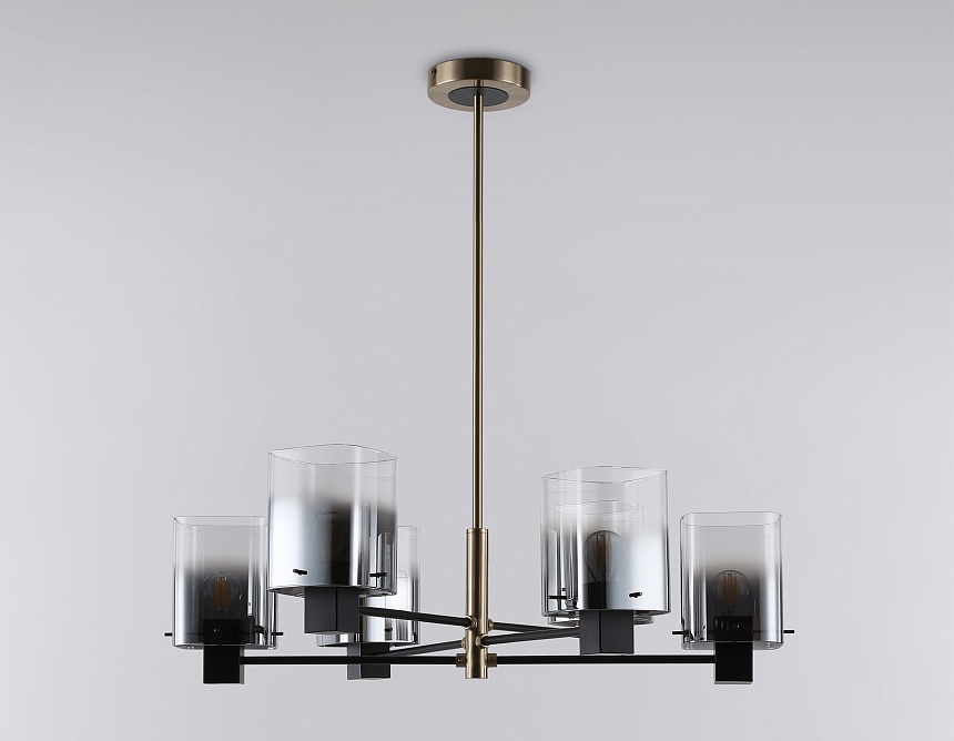 LH57041/6 BK/DBS/SM черный/темная латунь/дымчатый E14/6 max 40W D690*690