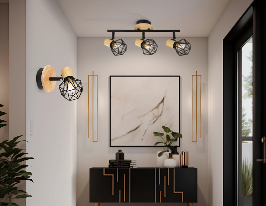 TR8751 BK/WD черный/дерево IP20 E27 D115*175