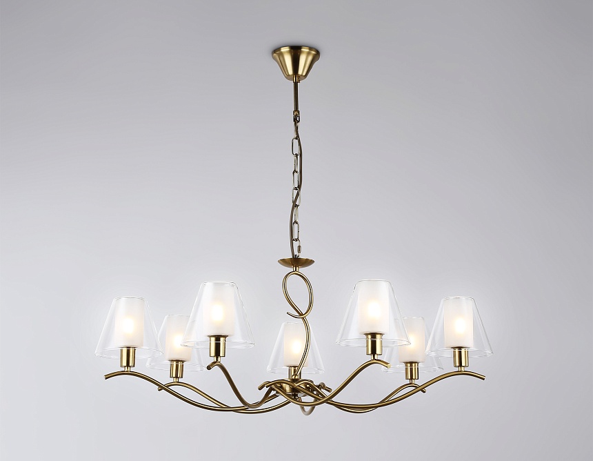 LH57093/7 BS/FR латунь/белый матовый E14/7 max 40W D840*790