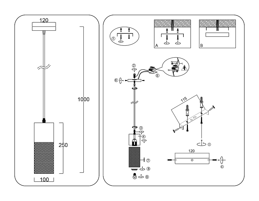 TR8500 BK черный E27 max 60W D100*1000