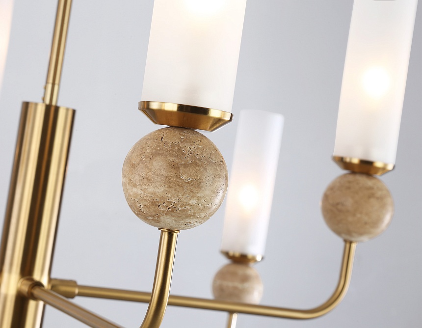 LH53252/8 BS/FR латунь/белый матовый E14*8 max 40W D1260*1445