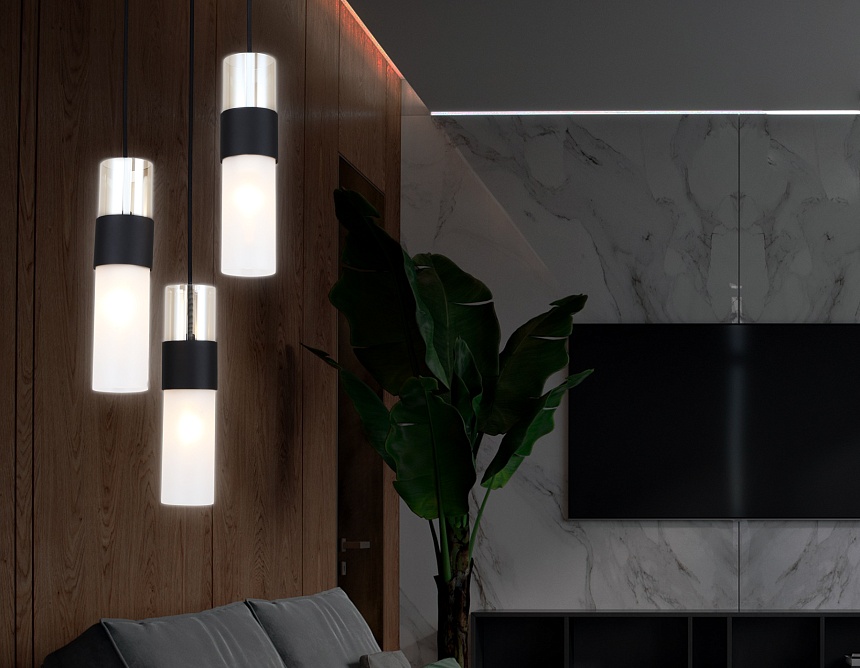 LH55102/3 BK/FR/TI черный/белый матовый/янтарь E14*3 max 40W D220*1200