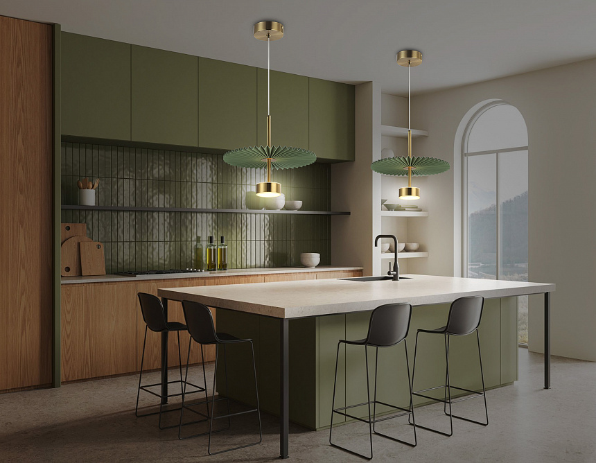 LH72609 BK/GR латунь/зеленый 6W 3000K D300*260-1770