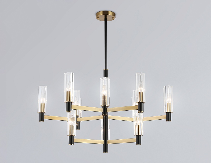 LH55515/12 BK/BS/CL черный/латунь/прозрачный E14*12 max 40W D860*905