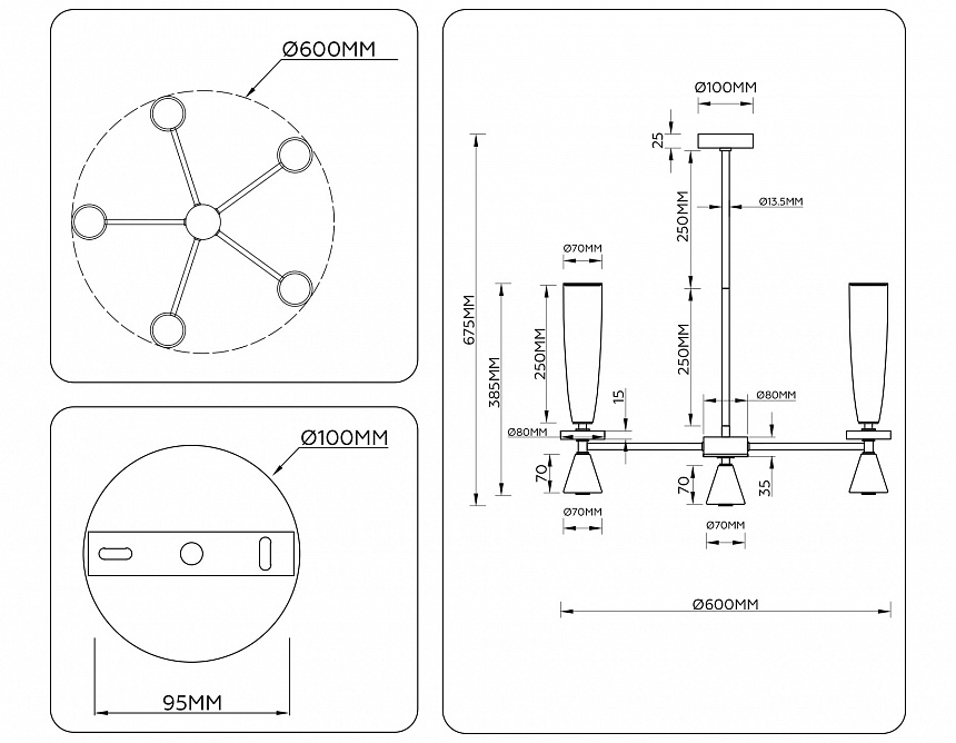 LH75371/5 GD/WH золото/белый G9*5 max 28W D600*675