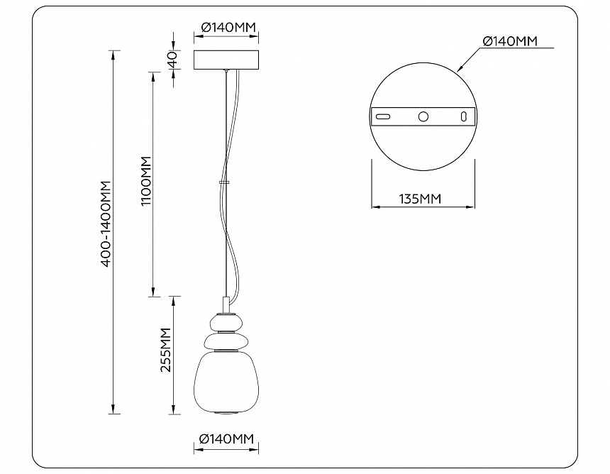 LH53161 SB/WH бронза/белый 8W 3000K D140*1400